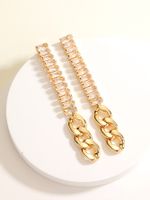 Fashion Long Tassel Copper Plating 18k Gold Zircon Metal Chain Earrings main image 3
