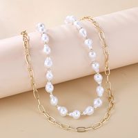 Elegant Retro Double-layer Clavicle Chain Freshwater Pearl Woven Necklace main image 3