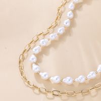 Elegant Retro Double-layer Clavicle Chain Freshwater Pearl Woven Necklace main image 5
