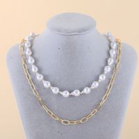 Elegant Retro Double-layer Clavicle Chain Freshwater Pearl Woven Necklace sku image 1