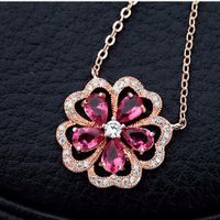 Womens Floral Electroplated Copper Inlay Zircons Necklaces Tm190429119887 sku image 2