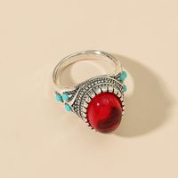 Fashion Palace Retro Inlaid Jewel Alloy Red Oval Ring main image 3