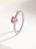 Nouveau Mode De Cuivre Électrolytique 18k Blanc Or Couleur En Forme De Coeur Zircon Rose Anneau main image 5