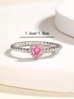 New Fashion Copper Electroplated 18k White Gold Color Heart-shaped Zircon Pink Ring main image 3