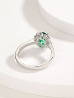 New Fashion Simple Green Copper Electroplated 18k White Gold Color Zircon Ring main image 3