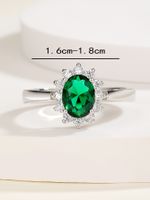 New Fashion Simple Green Copper Electroplated 18k White Gold Color Zircon Ring main image 4
