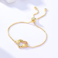 2022 New Fashion Simple Geometric Inlaid Zircon Plated Gold Copper Bracelet main image 3