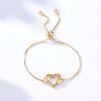 2022 New Fashion Simple Geometric Inlaid Zircon Plated Gold Copper Bracelet sku image 1