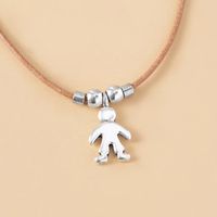 Fashion Cute Boy Girl Shaped Leather String Alloy Necklace main image 2