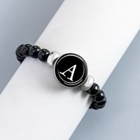 Fashion Simple Black Crystal 26 Letter Beaded Alloy Bracelet main image 2