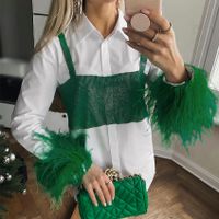 Long Sleeve Blouses Patchwork Commute Solid Color main image 5