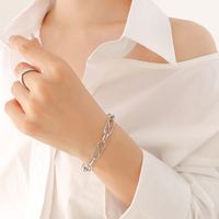 Fashion Cross Titanium Steel Geometric Necklace Bracelet Jewelry Set sku image 3