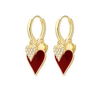 Pendientes De Circonio Con Incrustaciones De Cobre Con Forma De Corazón Rojo De Nuevo Estilo main image 5