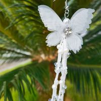 White Mesh Butterfly Earrings Antique Decoration Pearl Tassel Earrings Wholesale main image 5