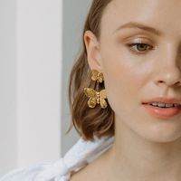 Fashion Butterfly Pendant Women's 18k Gold Stainless Steel  Earrings main image 5