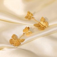 Fashion Butterfly Pendant Women's 18k Gold Stainless Steel  Earrings main image 1