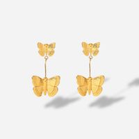 Fashion Butterfly Pendant Women's 18k Gold Stainless Steel  Earrings main image 4