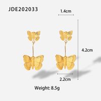 Fashion Butterfly Pendant Women's 18k Gold Stainless Steel  Earrings sku image 1