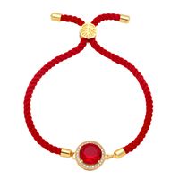 Moda Cuerdas Coloridas Mujer Bohemia Geométrica Redonda Grande Zirconia Llevar Correa Cobre Pulsera main image 5