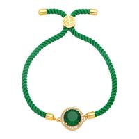 Fashion Colorful Ropes Female Bohemian Geometric Round Large Zircon Carrying Strap Copper Bracelet main image 4