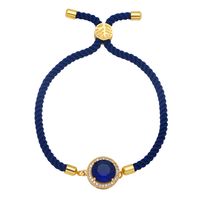 Fashion Colorful Ropes Female Bohemian Geometric Round Large Zircon Carrying Strap Copper Bracelet sku image 3