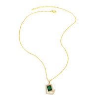 Fashion Emerald Crystal Zircon Geometric Pendant Clavicle Chain Copper Necklace main image 3