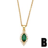 Fashion Emerald Crystal Zircon Geometric Pendant Clavicle Chain Copper Necklace sku image 2