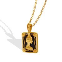 Mode Frauen Platz Halskette Geometrische Titan Stahl Gold Überzogene Schmuck main image 2