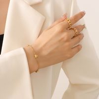 Fashion Heart Shaped Necklace Female Bracelet Titanium Steel Gold-plated Jewelry Set main image 2
