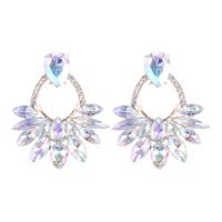 Wholesale Jewelry Exaggerated Luxurious Shiny Geometric Heart Shape Alloy Rhinestones Inlay Drop Earrings sku image 2