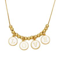 Fashion Letter Love Luck Pendant Female Bead Zircon Chain Clavicle Copper Necklace sku image 1