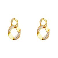 Fashion Geometric Rhombus Copper Inlaid Zircon Pendant Earrings main image 5
