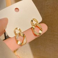 Fashion Geometric Rhombus Copper Inlaid Zircon Pendant Earrings main image 3