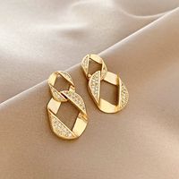 Fashion Geometric Rhombus Copper Inlaid Zircon Pendant Earrings main image 2