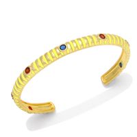 Fashion Simple Female Bohemian Multicolor Zircon Drop Oil Open-ended Copper Bracelet sku image 1