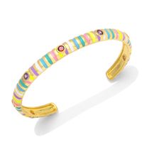 Mode Einfache Weibliche Böhmische Multicolor Zirkon Tropfen Öl Open-ended Kupfer Armband sku image 8