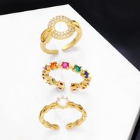 2022 New Color Heart-shaped Geometric Simple Open Zircon Ring main image 1
