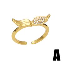 Mode Kreative Engel Flügel Weibliche Einfache Strass Geometrische Öffnen Zirkon Ring sku image 1