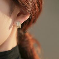 Fashion Circle Opal Stone Copper Inlaid Zircon Stud Earrings main image 4