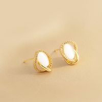 Fashion Circle Opal Stone Copper Inlaid Zircon Stud Earrings main image 1