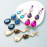 Fashion Shiny Long Drop-shaped Colorful Alloy 
rhinestone Earrings main image 1