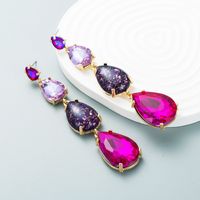 Fashion Shiny Long Drop-shaped Colorful Alloy 
rhinestone Earrings main image 4