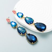 Fashion Shiny Long Drop-shaped Colorful Alloy 
rhinestone Earrings main image 2