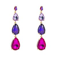 Fashion Shiny Long Drop-shaped Colorful Alloy 
rhinestone Earrings main image 3