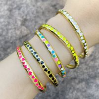 Fashion Simple Oil Dripping Colorful Heart Geometric C-shaped Open-ended Female Copper Bracelet main image 1