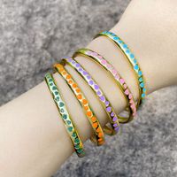 Fashion Simple Oil Dripping Colorful Heart Geometric C-shaped Open-ended Female Copper Bracelet main image 3