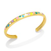 Fashion Simple Oil Dripping Colorful Heart Geometric C-shaped Open-ended Female Copper Bracelet main image 4
