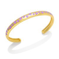 Fashion Simple Oil Dripping Colorful Heart Geometric C-shaped Open-ended Female Copper Bracelet sku image 4