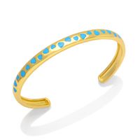 Fashion Simple Oil Dripping Colorful Heart Geometric C-shaped Open-ended Female Copper Bracelet sku image 3