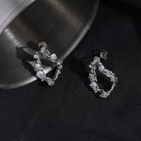 Fashion Frosty Women's Sweet Geometric Shaped Zircon Ear Studs main image 3